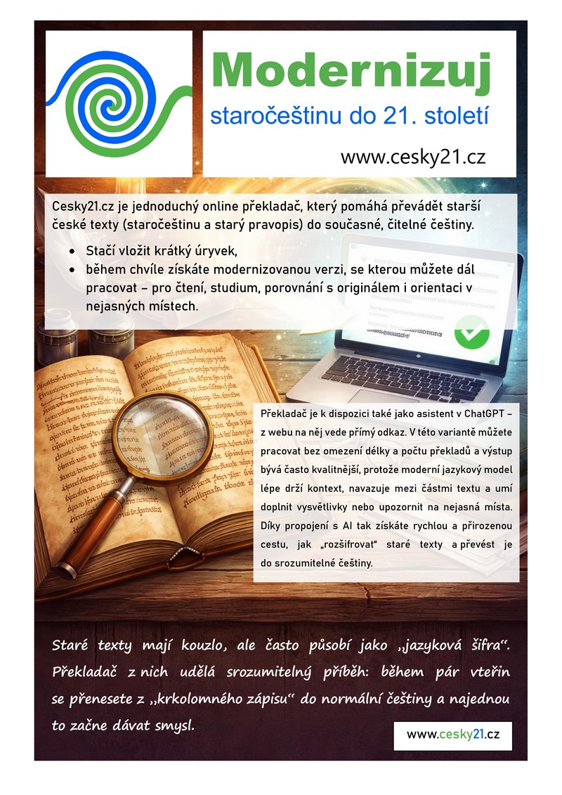 Logo – Modernizuj starocestinu cesky21.cz – Informační leták 2